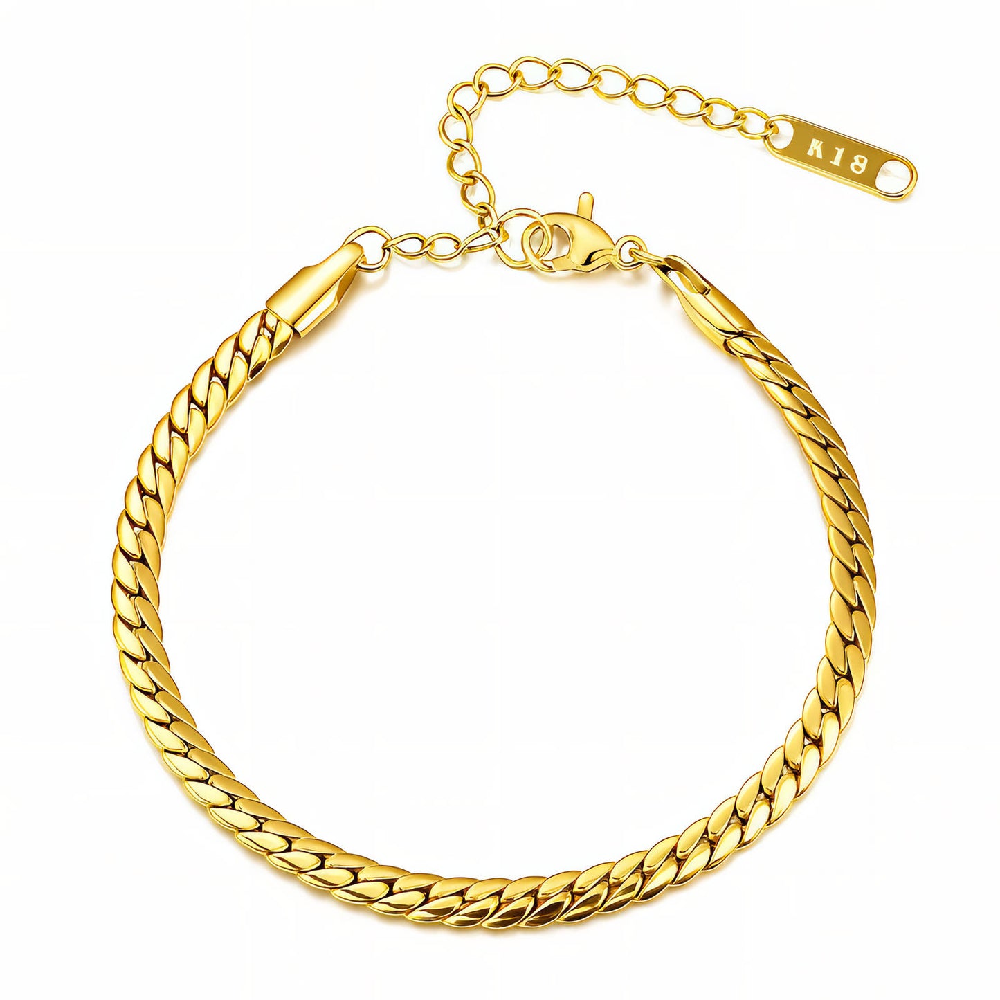 CUBAN STYLE 4MM BRACELET, 18K GOLD PLATED STEEL