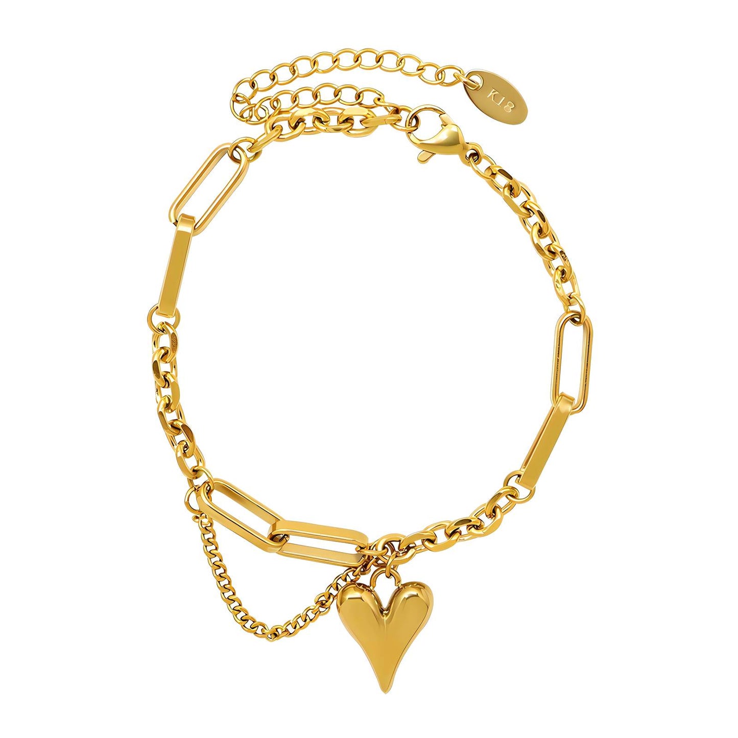 "Heart" Bracelet, 18K Gold Plated Steel