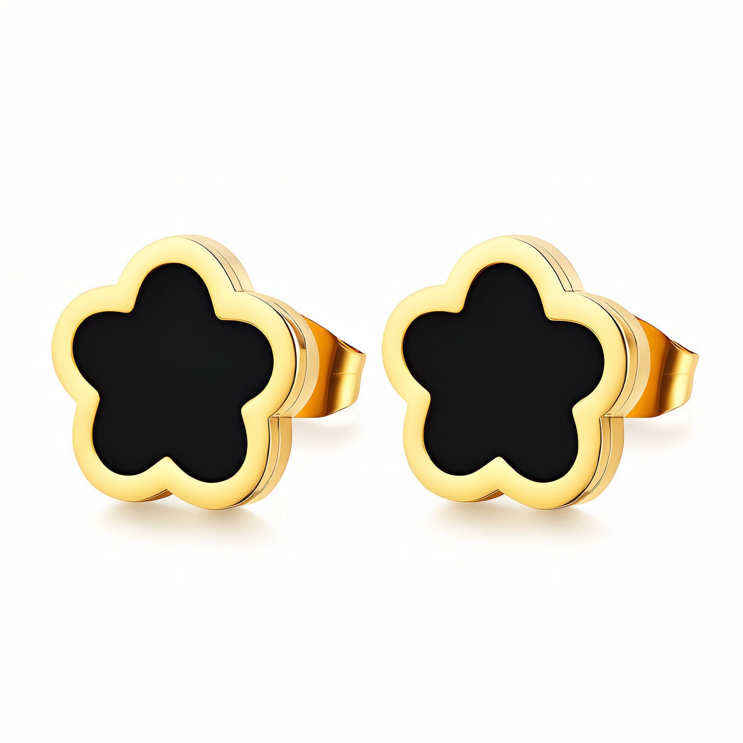 "Flowers" Earrings, 18K Gold Plated Steel