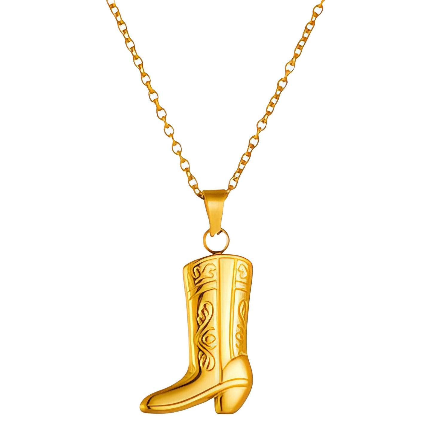 "Boot" Necklace, 18K Gold Plated Steel