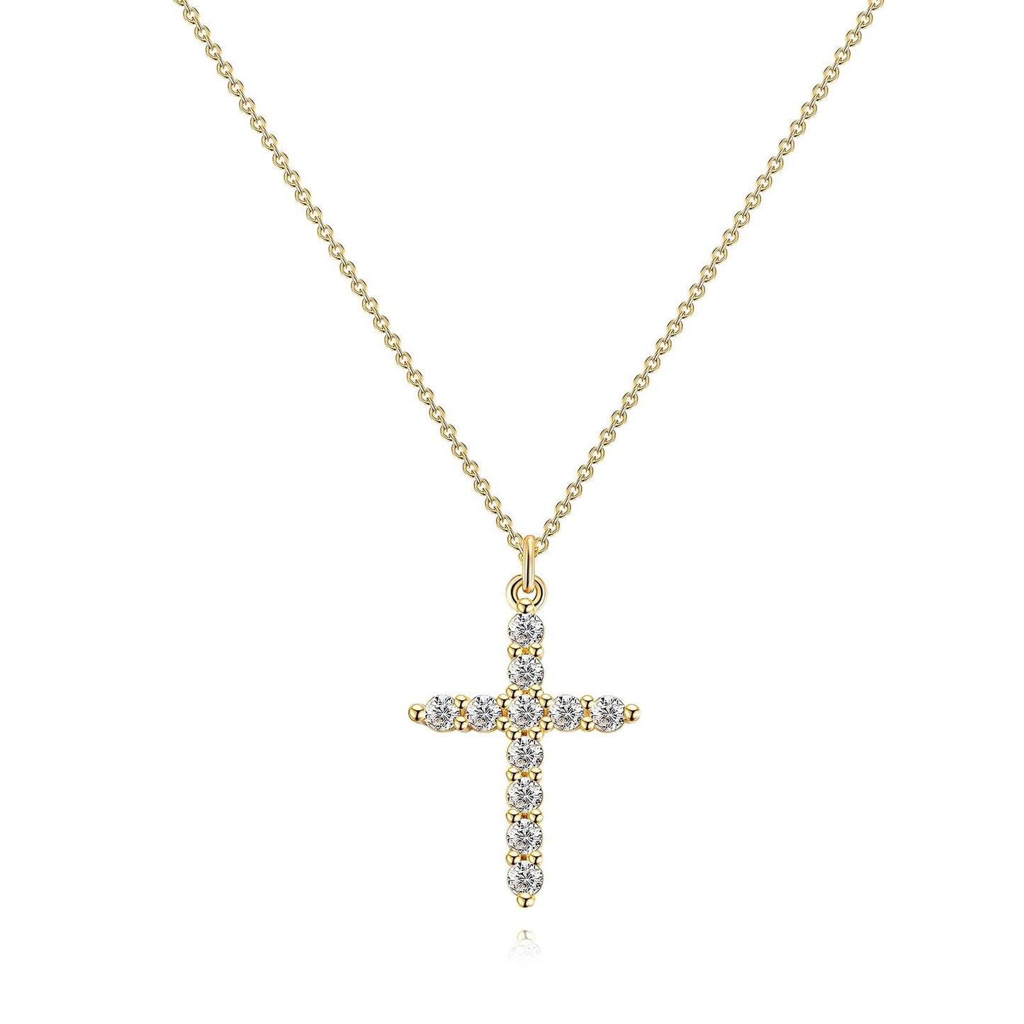 "Cross" Necklace, 18K Gold Plated Steel