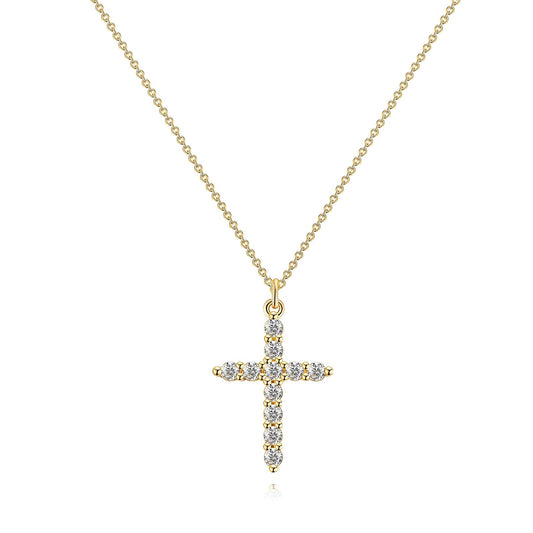 "Cross" Necklace, 18K Gold Plated Steel