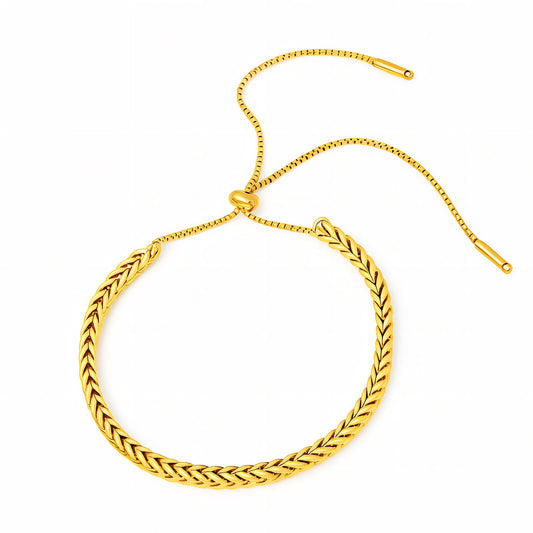 WOVEN STYLE BRACELET, 18K GOLD PLATED STEEL