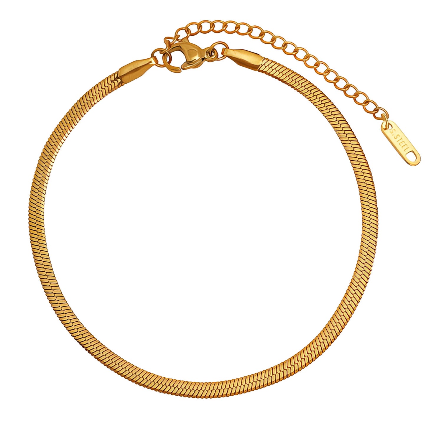 SNAKE STYLE  CHAIN BRACELET 3MM, 18K GOLD PLATED STEEL