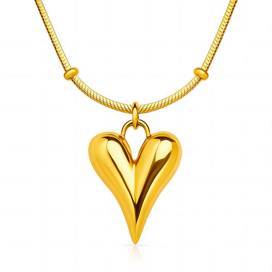 "FULL HEART" NECKLACE, 18K GOLD PLATED STEEL