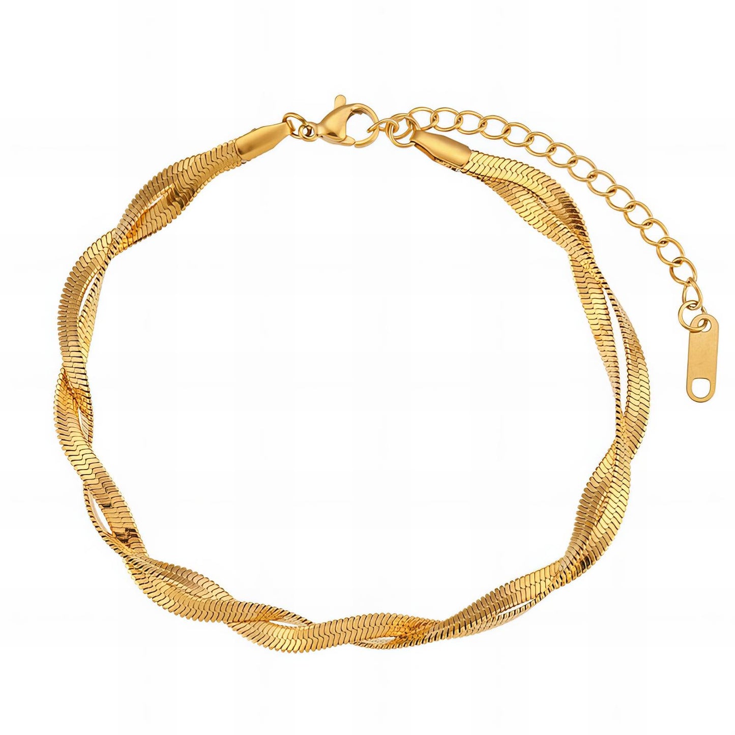 SNAKE STYLE CHAIN DOUBLE BRACELET, 18K GOLD PLATED STEEL
