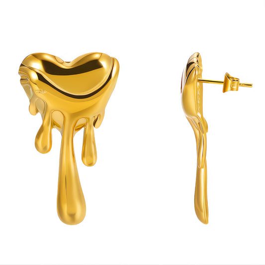 "MELTED HEARTS" EARRINGS, 18K GOLD PLATED STEEL